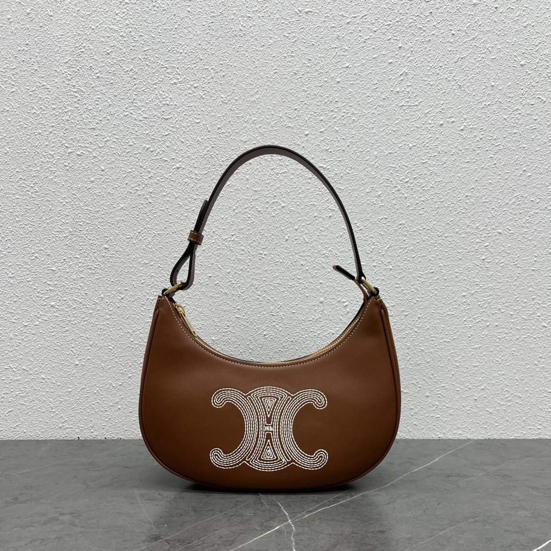 Celine Ava Triomphe Bag In Smooth Calfskin Shoulder Bag Tan 193953